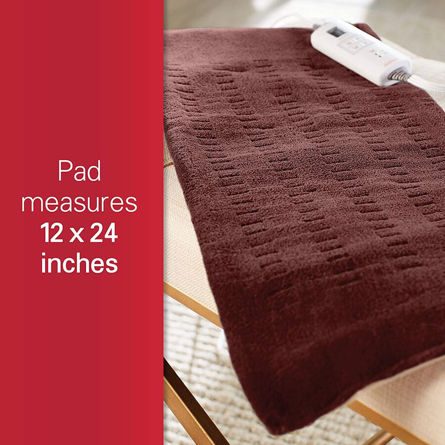 Sunbeam XpressHeat, Premium King Size Heating Pad, Burgundy, Microplush
